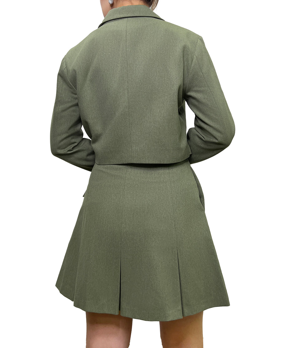 RECYCLED COTTON/POLY CROPPED BLAZER