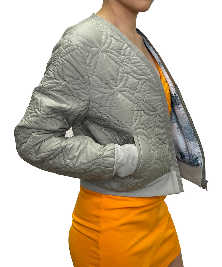 COTTON QUILTED REVERSIBLE BOMBER STYLE JACKET